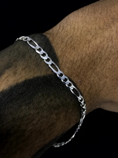 Conjunto 3x1 4mm corrente + pulseira - Prata 925 - comprar online