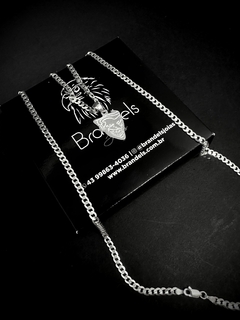 Imagem do Cordão Grumet 70cm x 4mm + Pingente Coringa - Prata 925