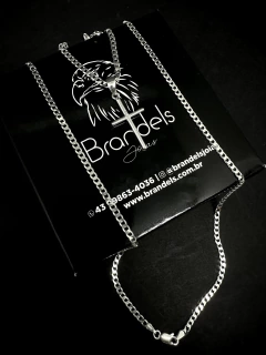 Imagem do Cordão Grumet 70cm x 3mm + Pingente Cruz - Prata 925