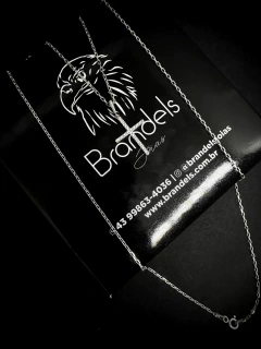 Cordão Cadeado 70cm 1mm + Pingente Cruz Cravejada cod01 - Prata 925 - loja online