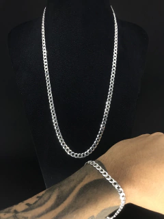 Conjunto Grumet 7mm corrente + pulseira - Prata 925 - loja online