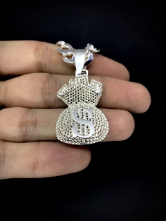 Pingente Saco de Dinheiro detalhado - Prata 925
