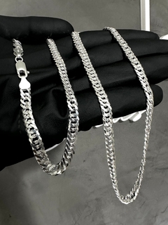 Conjunto Elo Duplo 6mm corrente + pulseira - Prata 925 - Brandels Joias - Prata 925