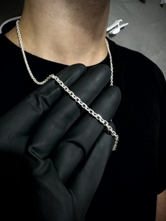 Conjunto Tijolinho 4mm corrente + pulseira - Prata 925