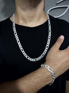 Conjunto 3x1 10mm corrente + pulseira - Prata 925