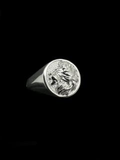 Dedeira Perfil Leão redonda - Prata 925 - comprar online