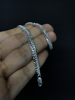 Conjunto Elo Duplo 6mm corrente + pulseira - Prata 925 - comprar online