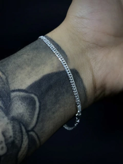 Conjunto Elo duplo 3mm corrente + pulseira - Prata 925 - loja online