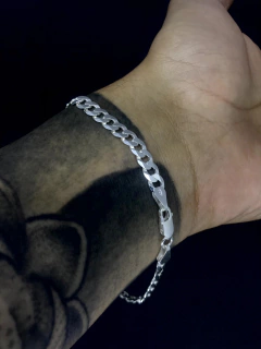 Imagem do Conjunto Grumet 6mm cordão + pulseira - Prata 925