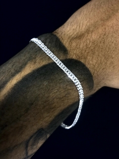 Conjunto Elo Duplo 4mm corrente + pulseira - Prata 925 - comprar online