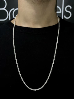 Conjunto Baiano 3mm corrente + pulseira - Prata 925 - Brandels Joias - Prata 925