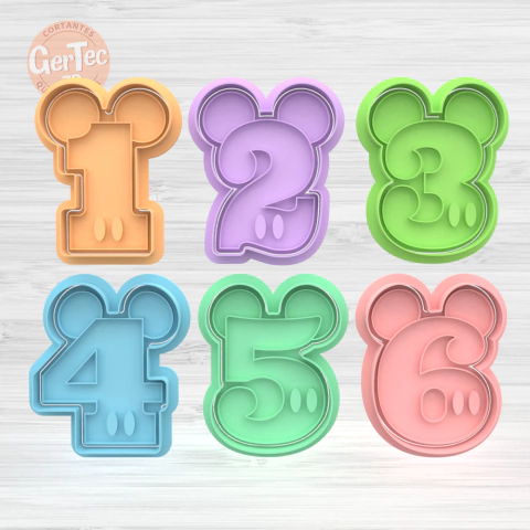 NUMEROS MICKEY MOUSE Cortante + Stamp