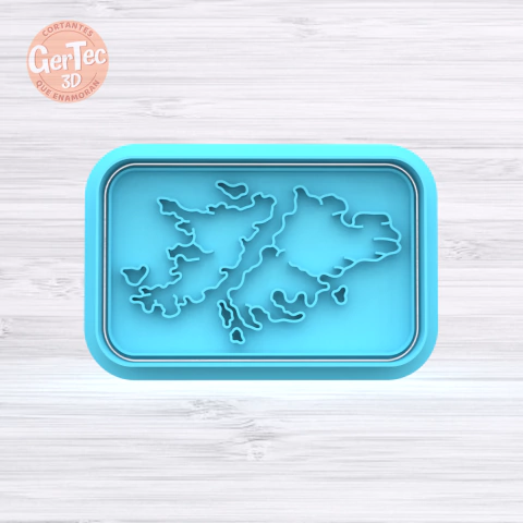 ISLAS MALVINAS RECTANGULAR Cortante + Stamp