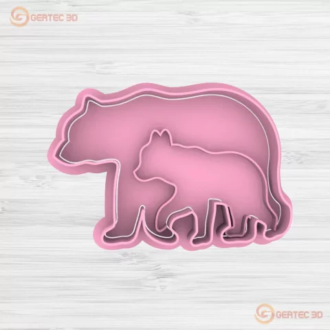 OSO MAMÁ / PAPÁ CON HIJO Cortante + Stamp