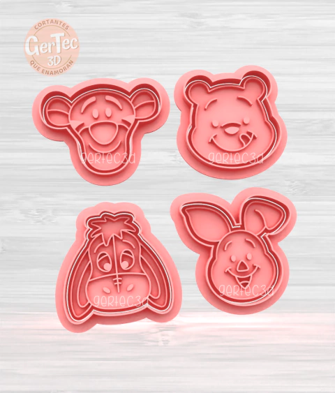 SET X4 MINI WINNIE POOH Cortante + Stamp