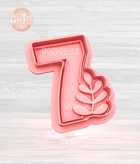 NÚMERO SIETE CON HOJITAS Cortante + Stamp