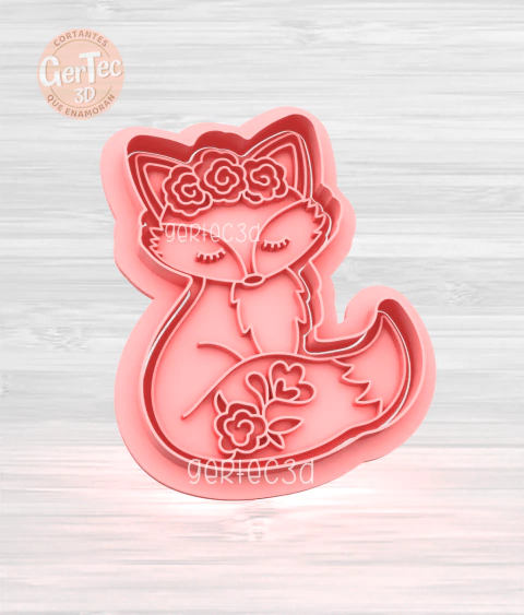 ZORRO CON FLORES Cortante + Stamp