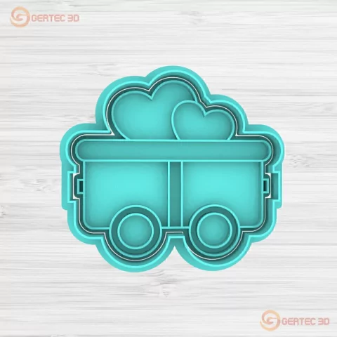 VAGÓN TREN CORAZONES Cortante + Stamp