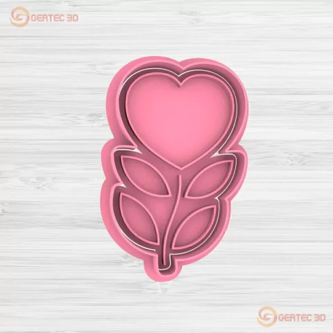 FLOR CORAZÓN Cortante + Stamp