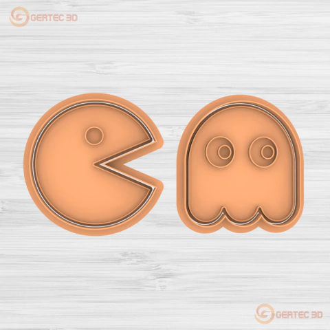 PACMAN Y FANTASMITA Cortante + Stamp