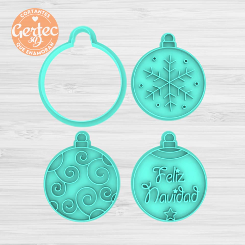 ADORNO BOLA NAVIDAD SET Cortante + 3 Stamp