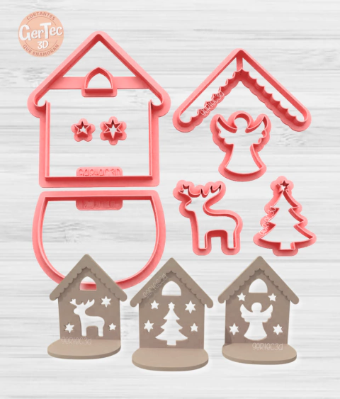 SET PORTAVELAS CASITAS NÓRDICAS 3 MODELOS / CORTANTES - comprar online