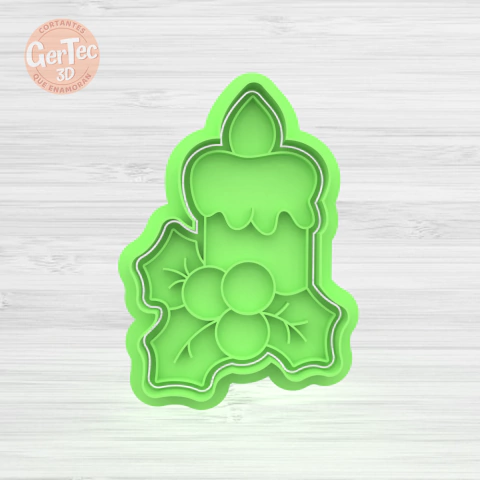 VELA NAVIDAD CON HOJITAS Cortante + Stamp