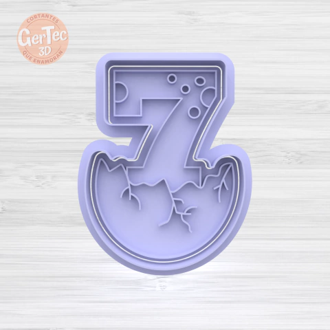 NÚMERO 7 HUEVO DINOSAURIO Cortante + Stamp