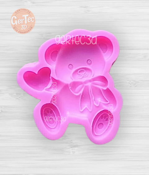 MOLDE SILICONA OSO c/MOÑO CORAZON PLANO