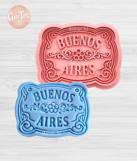 CARTEL VINTAGE BUENOS AIRES Cortante + Stamp