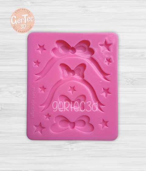 MOLDE SILICONA 4 MOÑOS COQUETTE c/ESTRELLITAS