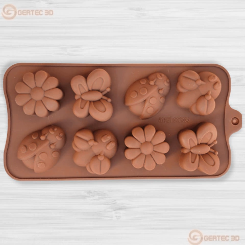 Molde Silicona - 8 BOMBONES INSECTOS Y FLORES