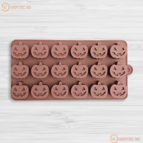 MOLDE SILICONA p/18 BOMBONES CALABAZA HALLOWEEN