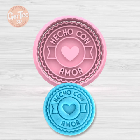 "HECHO CON AMOR" 5 CM. Cortante + Stamp