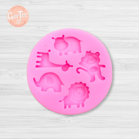 MOLDE SILICONA 5 ANIMALES SELVA CHICOS