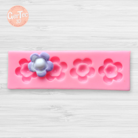 MOLDE SILICONA x4 FLORES