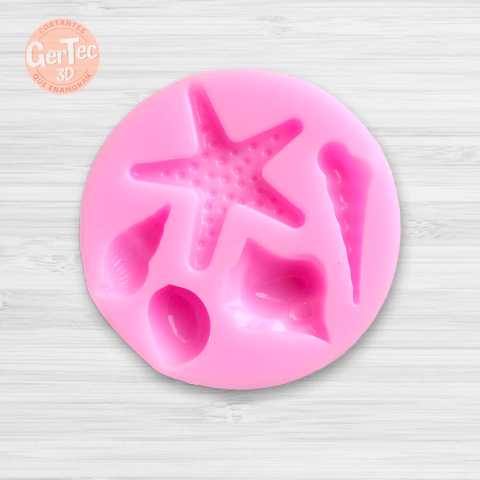 MOLDE SILICONA 5 FIGURAS MARINAS