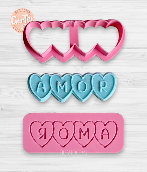 CORAZONES AMOR Cortante + Stamp
