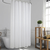 Cortina de baño lino + ganchos metálicos blanca