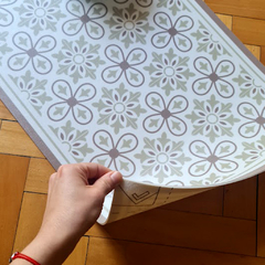 Alfombra vinilica flor beige