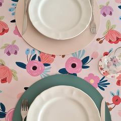 Mantel impermeable en gabardina Flores primavera - Romelia Deco & Fun