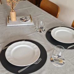 Mantel impermeable simil lino gris - comprar online