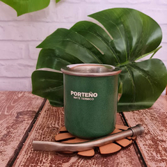 Mate y bombilla de acero inoxidable - verde