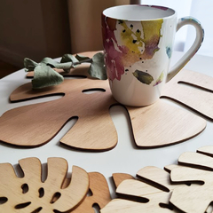 Combo posafuentes y posavasos madera x6 - tienda online