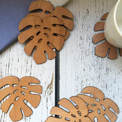 Set de 6 posavasos hojas - madera - comprar online