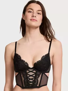 Corset Encaje Negro Cut Outs Linea Signature S Victoria's Secret