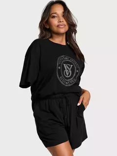 Pijama Remera Shorts Negro Strasses Linea Signature M Victoria's Secret - comprar online