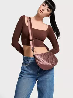 Cartera Bandolera Malva Rosa Matelasse Logo Victoria's Secret - comprar online