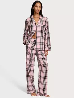 Pijama Franela Cuadrille Rosa Línea Signature Victoria's Secret - comprar online
