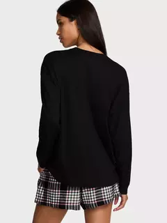Pijama Remera Negra Strasses Shorts Cuadrille Linea Signature L Victoria's Secret - Ninna's Choice